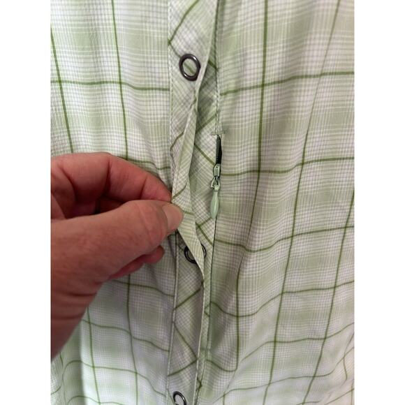 REI Green Plaid Long Sleeve Blouse Top Nylon Spandex Stretch Womens XL - Picture 3 of 8